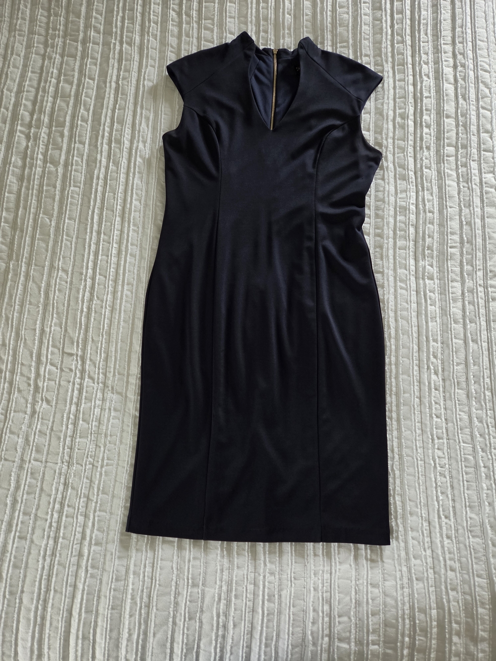 Alexia Admor Navy Black Cap Sleeve Midi Sheath Dress (XL)
